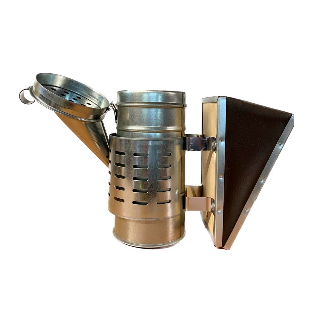Дымарь пасечный (оцинкованный, сталь, мех съемный кожзам) с низким термозащитным экраном, тип-2 - Image 2