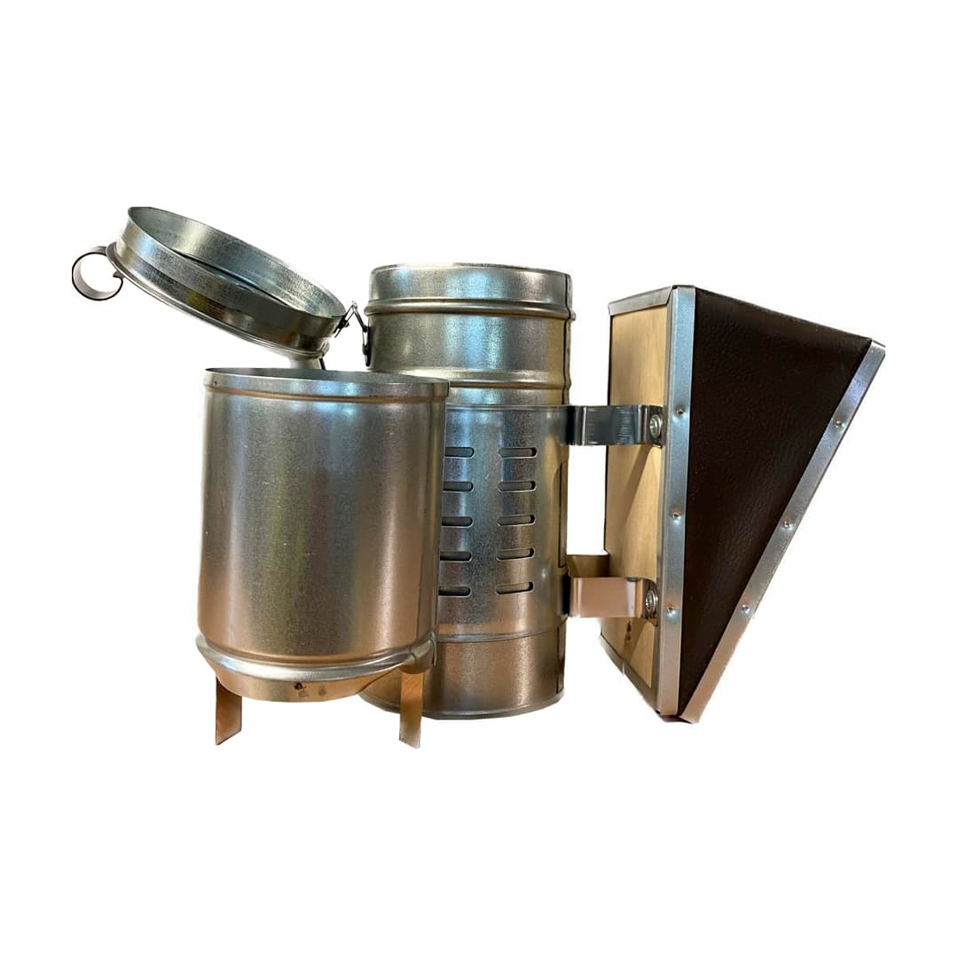 Дымарь пасечный (оцинкованный, сталь, мех съемный кожзам) с низким термозащитным экраном, тип-2 - Image 4